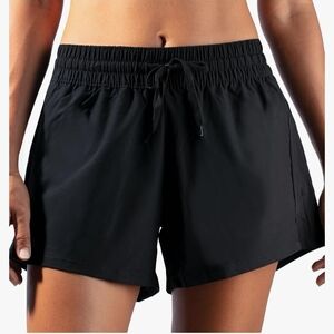 Kanu Surf Black Elastic-Waist Athletic Shorts